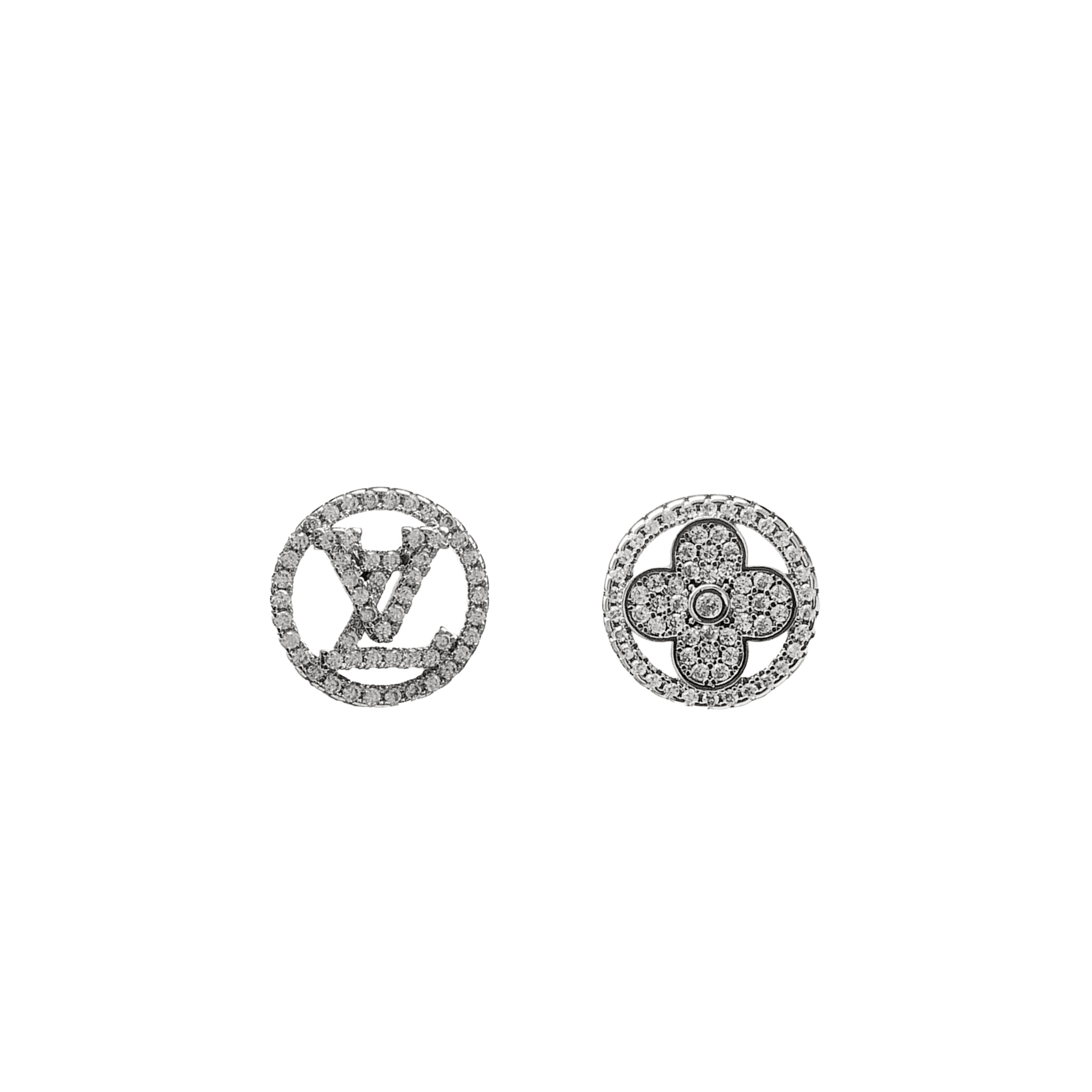 LOUIS VUITTON 18K LOUIS BLOSSOM DIAMOND EARRINGS M1268M